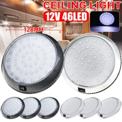 12V 46 LED Car Round Ceiling Dome Roof Light Interior Light Lamp On/Off Switch For Camper Van Caravan Motorhome Boat RV 1PCS