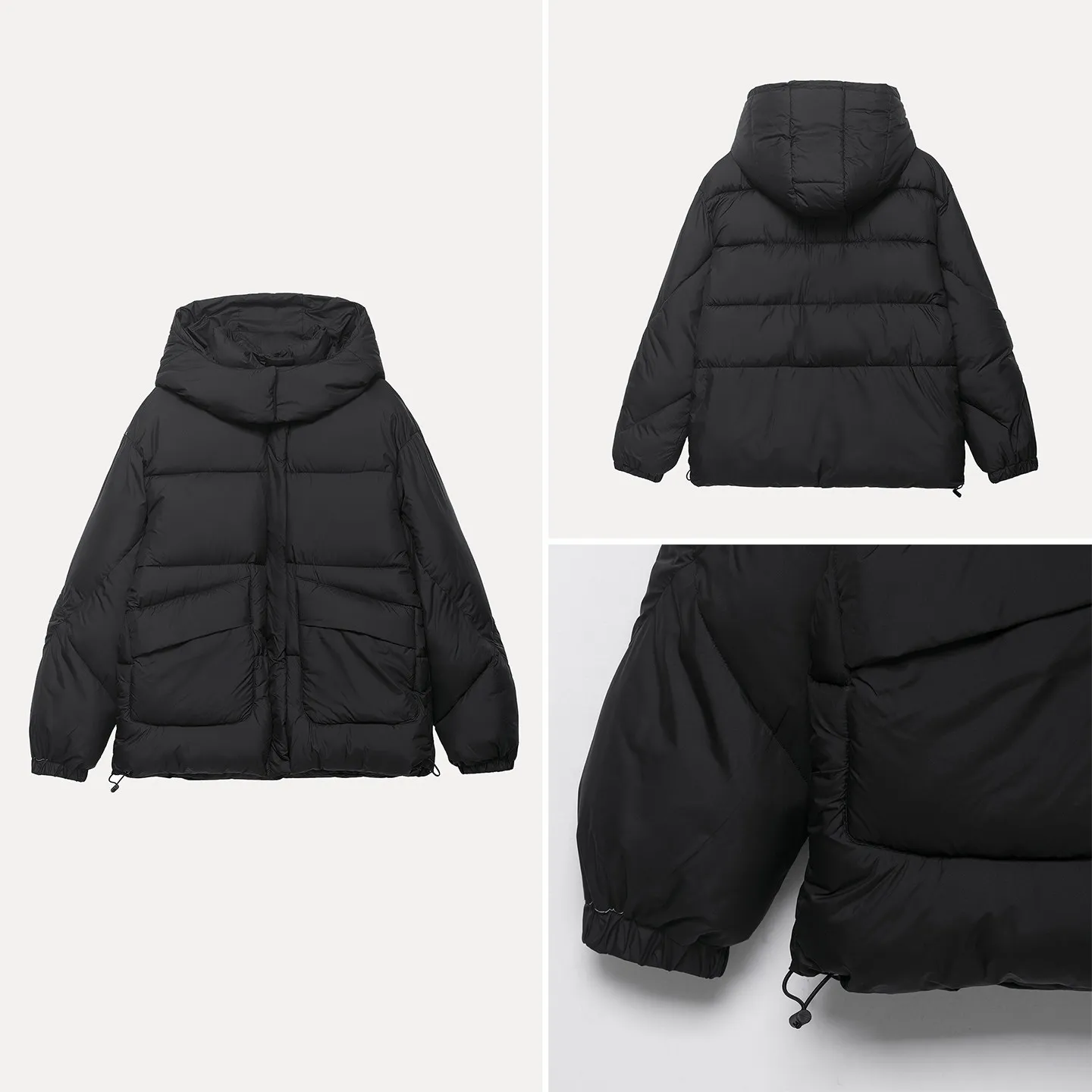 

Faionable Zipper Pure Color Outerwear for Women Winter 2025 Simple Personali Daily Coat Stand Fit Long Sve Hooded