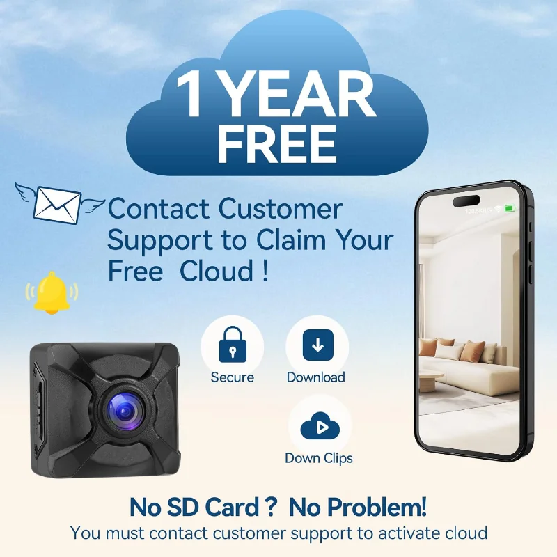 ﻿   كاميرا مراقبة لاسلكية صغيرة تعمل بالواي فاي عالية الدقة، كشف مراقبة الحماية الأمنية، رؤية ليلية، سلامة المنزل، عمر بطارية طويل