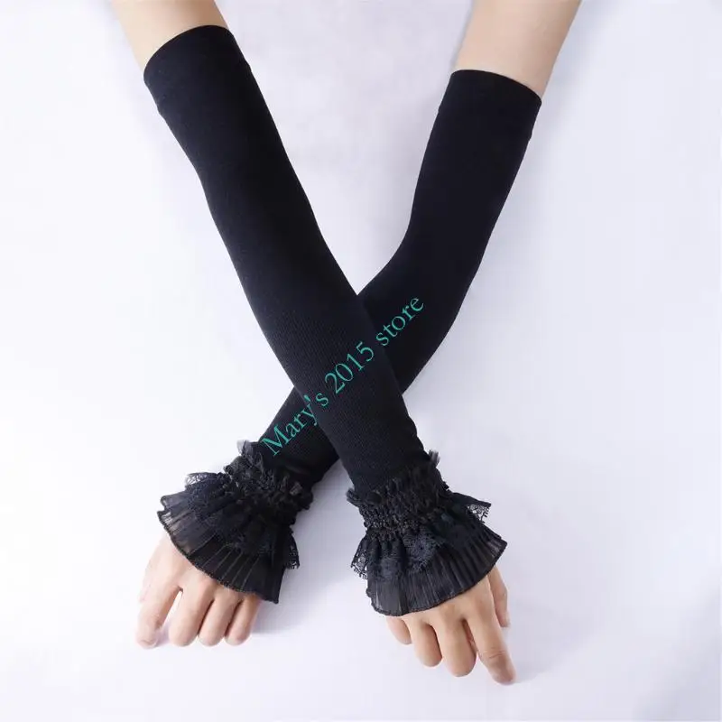 

Elegant Lace Sun Arm Sleeves Breathable Nylon Long Sleeve Arm Covers For Driving And Outdoor Activities