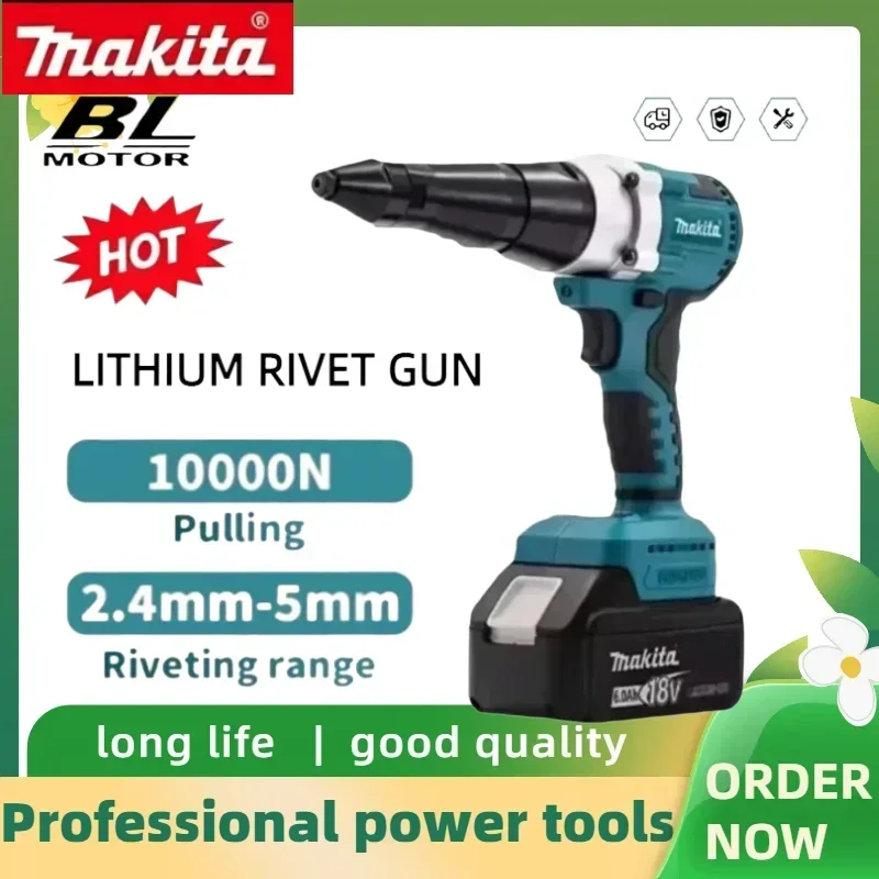 Makita LED Cordless Rivet Nut Gun  Brushless Electric Rivet Gun Automatic Riveting Tool For 18V Battery