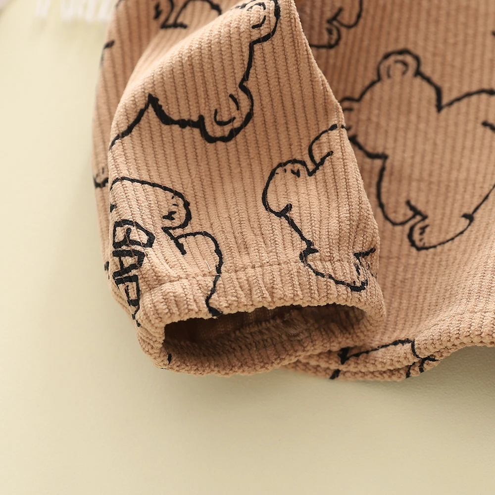 Humor Bear Kinderanzug, neue Herbstmode, Cordjacke mit Bärenmotiv, A-Linien-Schnitt, Hip-Hop-Kleidung, 2-teiliges Mädchen-Kleidungsset – Detail 5