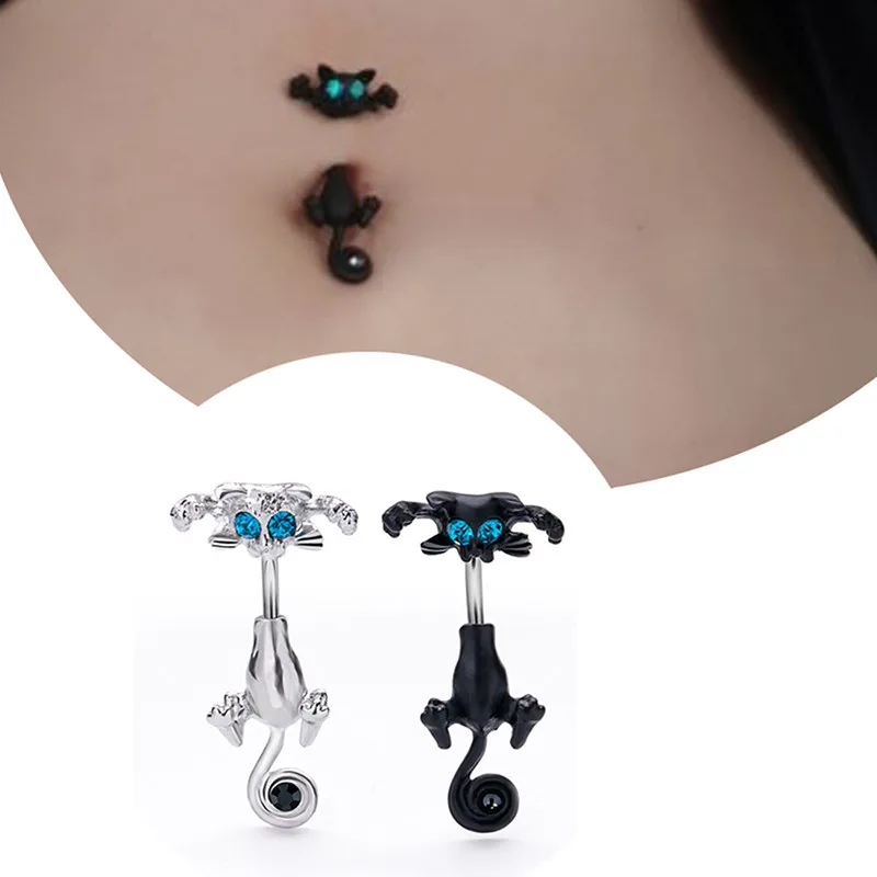 Fashion Belly Navel Ring Stainless Steel Vintage Cat Belly Piercing Women Sexy Body Jewelry Gifts