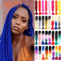 Trenza Jumbo sintética para mujer, extensiones de cabello trenzado ombré de 24 pulgadas, trenzas de pelo de bolsita DIY, púrpura, rosa, amarillo, azul y verde