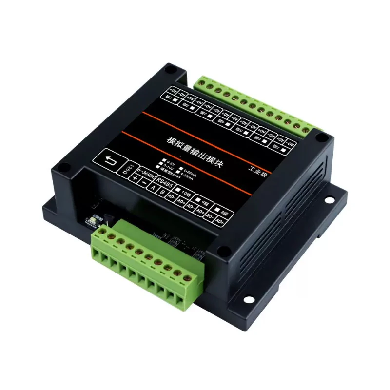 Industrial-grade Isolated RS485 to Analog Output (AO) Module – Voltage/Current Output (0-5V/0-10V/4-20mA)