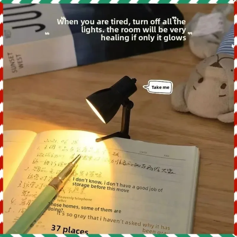 

Mini LED Night Reading Book Light Foldable Table Lamp Dormitory Bedroom Creative Bedhead Lights Home Decorations Doll House Lamp