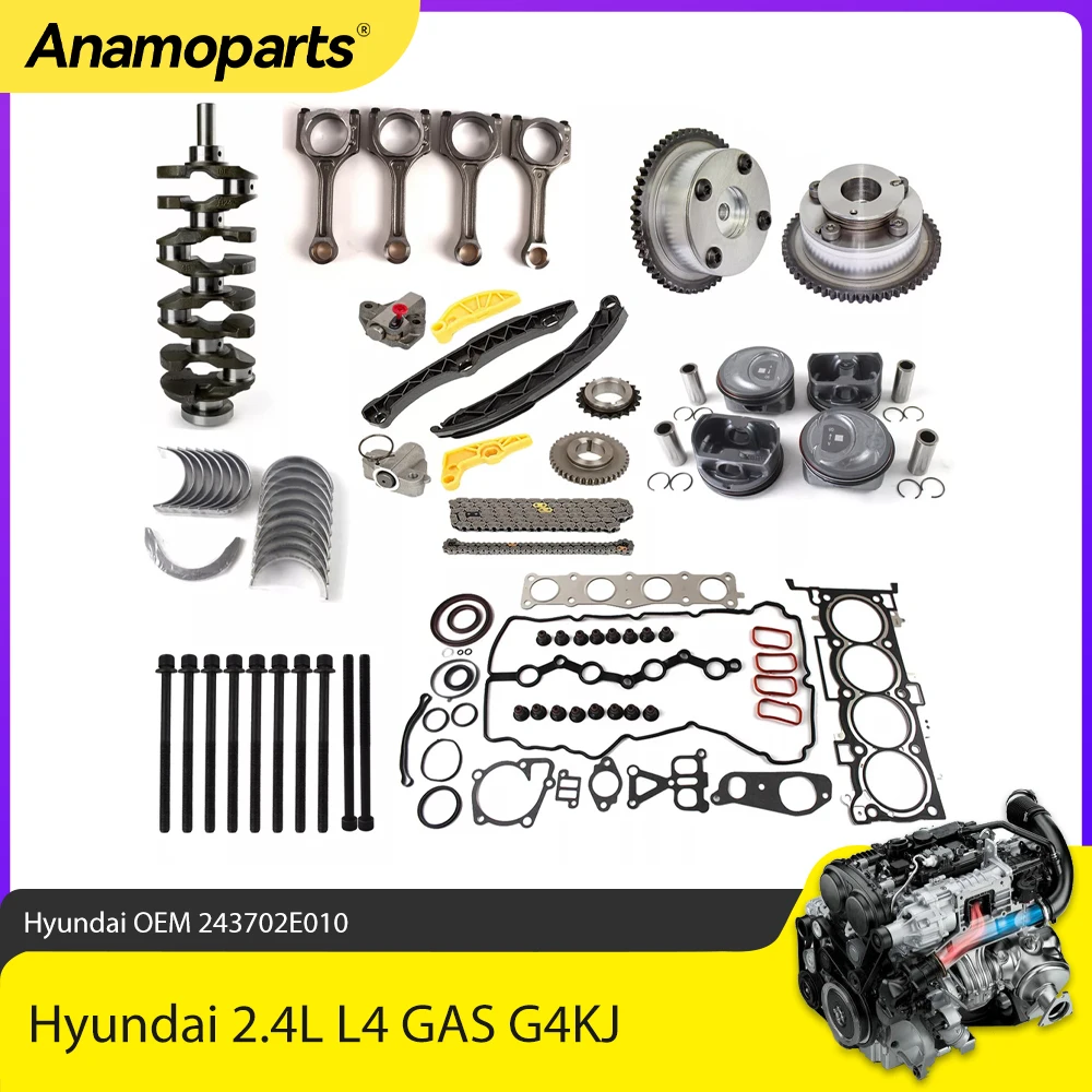 

Engine Rebuild Overhaul Crankshaft & Piston & Timing Set Fit 2.4 L For Hyundai Tucson Santa Fe Kia Optima Sorento 2.4L L4 GAS