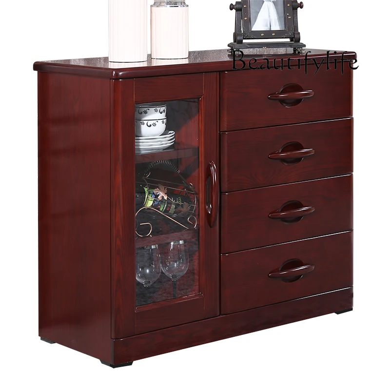 

Ash Side Cabinet Solid Wood Cabinet Modern Large Capacity Wine Partition Cabinet Multi-purpose Locker