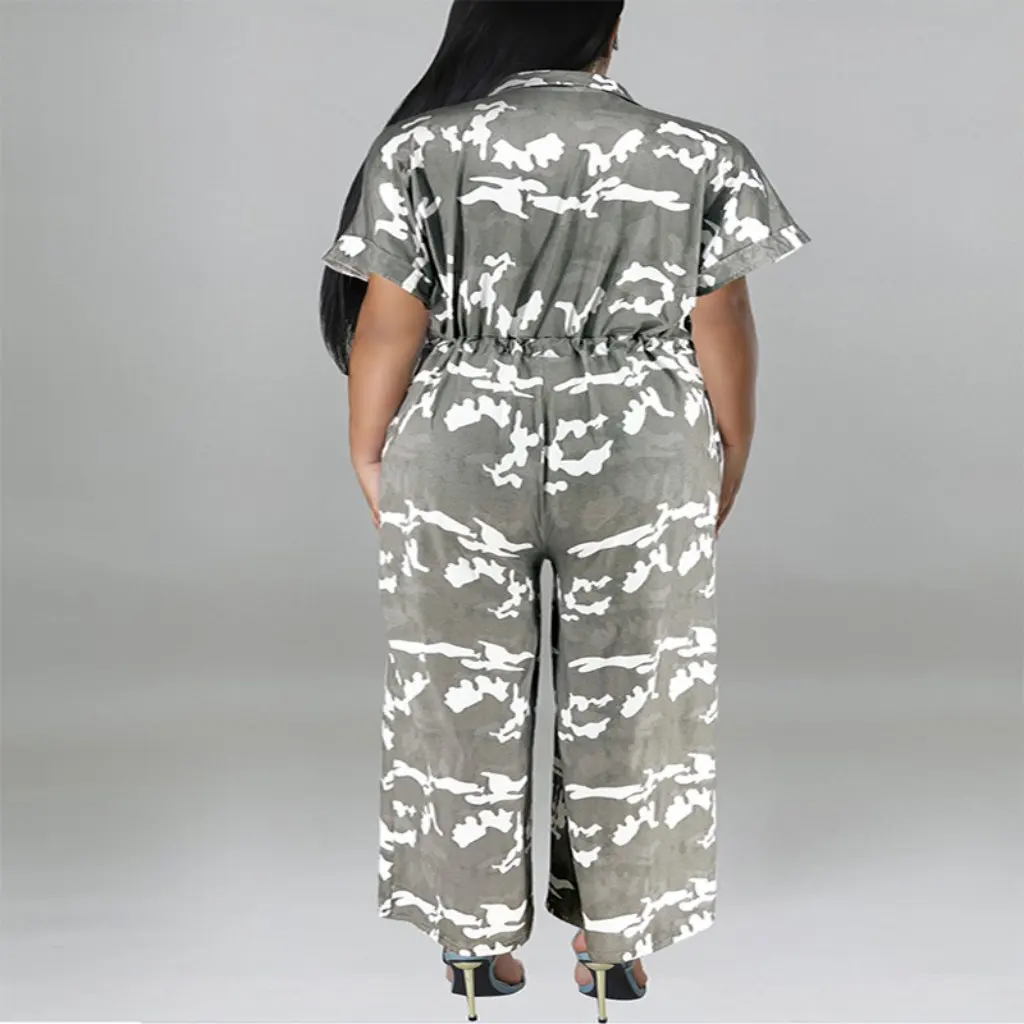 Женский комбинезон с короткими рукавами больших размеров в европейском и американском стиле, осенняя новая мода по источнику фабрики