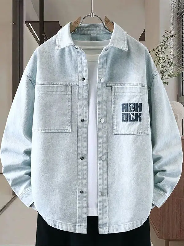 

Waed Denim Jaet Men's New 2025 Spring Autumn Trendy Loose Haome Junior High School Students' irt Jaet