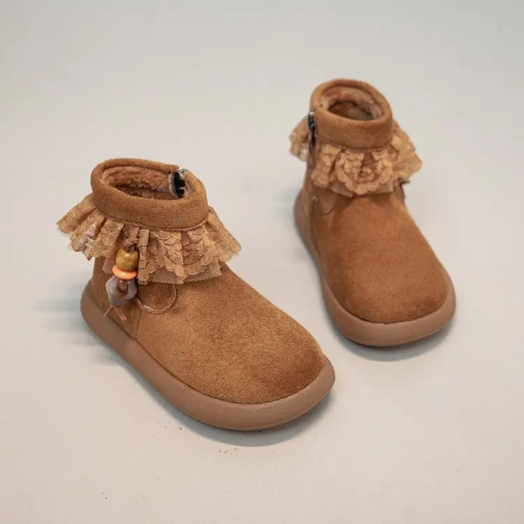 الأطفال الأحذية المسطحة القديمة شرابة القوس الفتيات حذا فردي للسيدات أربعة مواسم لينة عدم الانزلاق الاطفال منتصف العجل الأحذية الجلدية