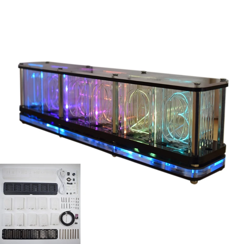 Imitate Full Color RGB Glow Tube Clock LED Music Spectrum DIY Kits Decor Gift