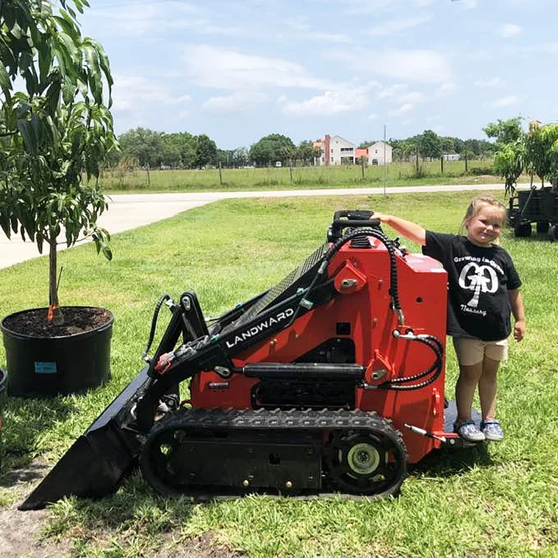 Agricultura mini carregadeira esteira rolante stand-up skid steer carregador doméstico 900kg skid steer loader com acessórios personalizados