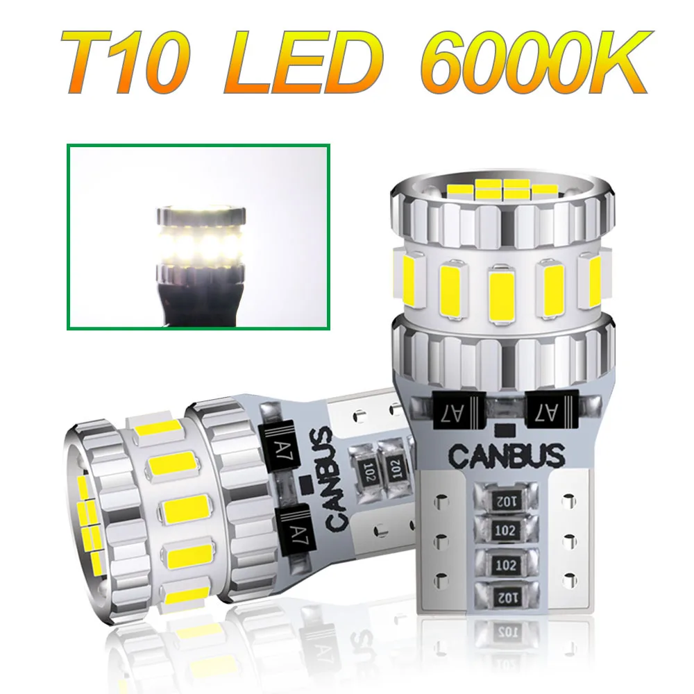 

2PCS High-Quality W5W LED T10 Canbus Bulbs Parking Position Indicator Lights 12v 6000k Daytime Running Lights DRL Automatic