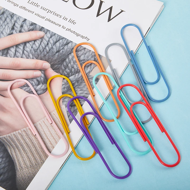 10Pcs/lot 100mm Metal Big Paper Clips Large Colorful Notes Classified Clips Bookmark Student Stationery School Office Supplies