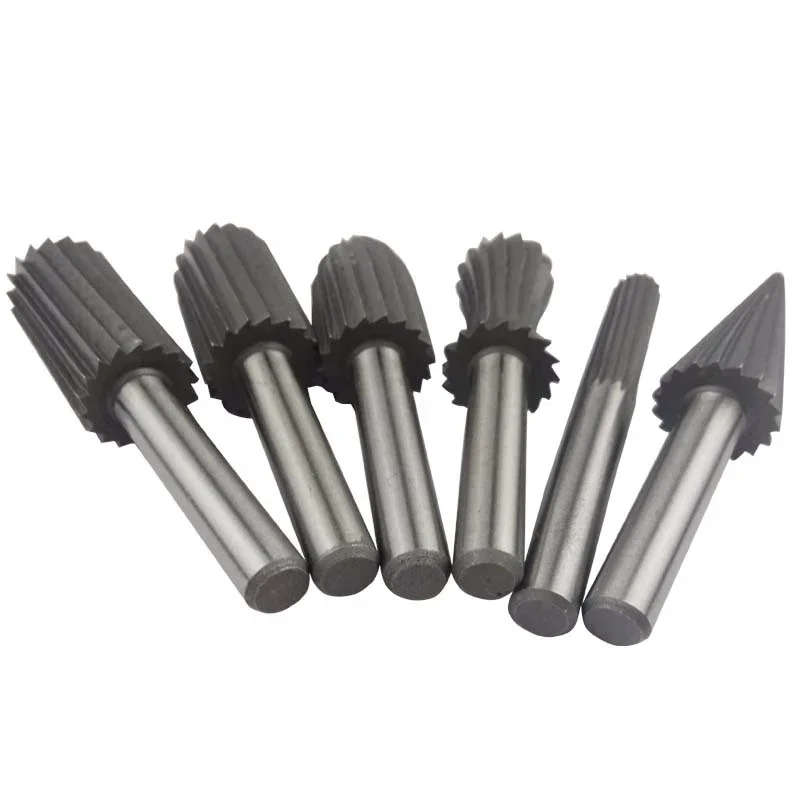 6 Pcs Set of Hard High Speed Steel Rotary File Rotary Engraving Knife Rotary Grinding Head Polishing Wood File