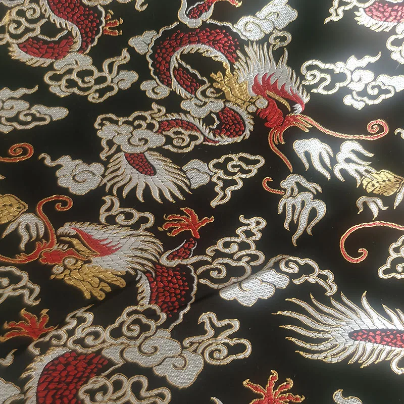 Black dragon style Metallic Jacquard Brocade 3D jacquard yarn dyed fabric for dress,bedding,bag,curtain DIY sewing cloth
