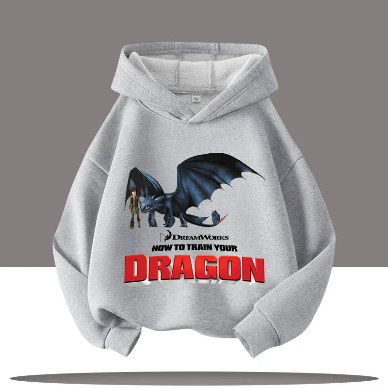 بلوزة كاجوال للفتيات - ملابس خريف وشتاء 2025 إصدار جديد بقلنسوة للأطفال Dragon Tamer مع طباعة كرتونية - ملابس رياضية للأولاد