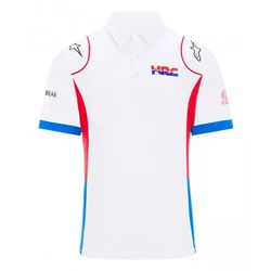 Mens Caltop Sportswear Stripped Short Sleeve Button Up Knit Polo Shirt Official Honda HRC Racing Polo Shirt