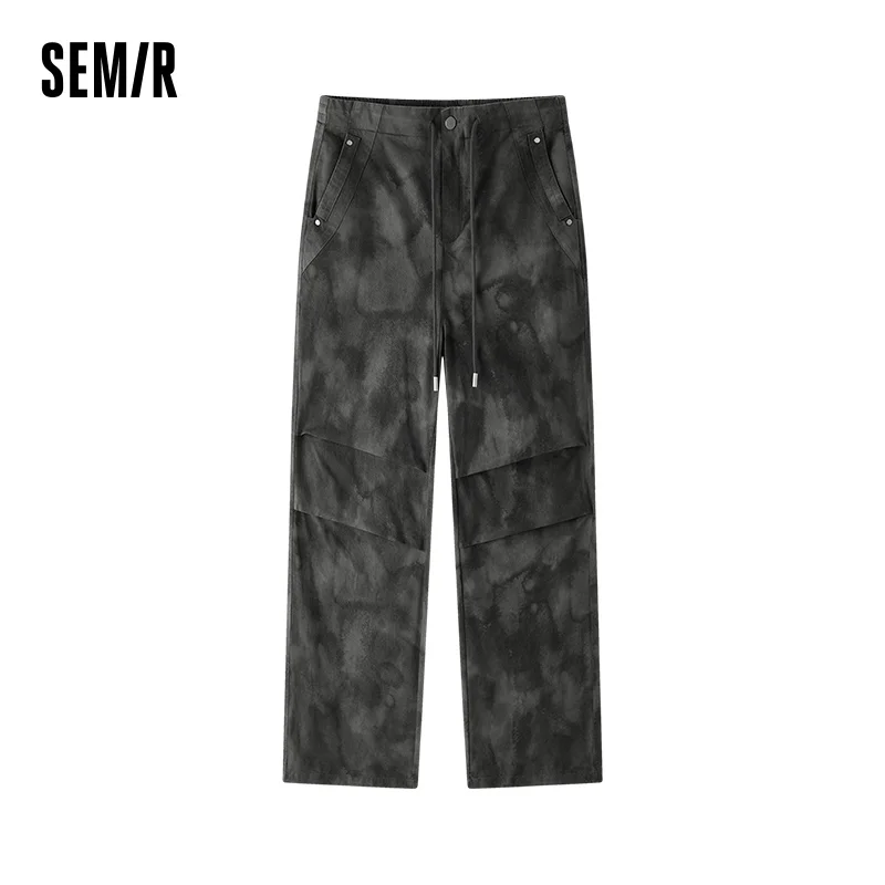 

Semir Casual Pants Women 100% Cotton Cargo Pants 2025 Spring New Tie-dye Print Wide Leg Niche Pants