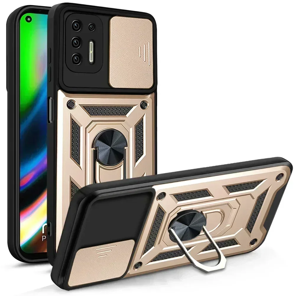 Funda para Motorola Moto G9 Plus a prueba de golpes, armadura de parachoques, cámara protectora, soporte magnético, cubierta de anillo para Moto G 9 Play E7 Plus
