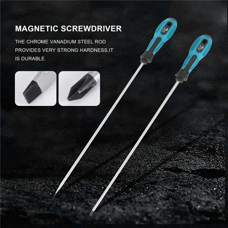 Imagem -04 - Flat Blade Screwdriver com Borracha Handle Long Slotted e Phillips Screwdriver Magnético 12 in Packs