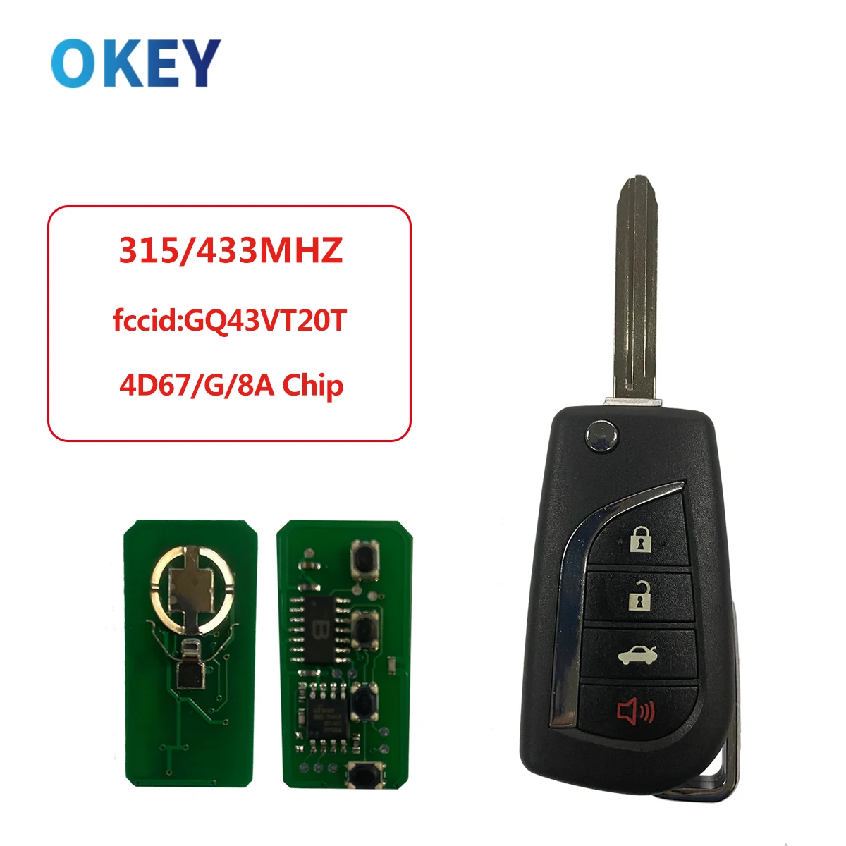 

Okey Remote Control Car Key For Toyota MDLB44TA 2006-2011 HILUX VIGO 2005-2008 HILUX 2005-2011 YARIS 4BT GQ43VT20T