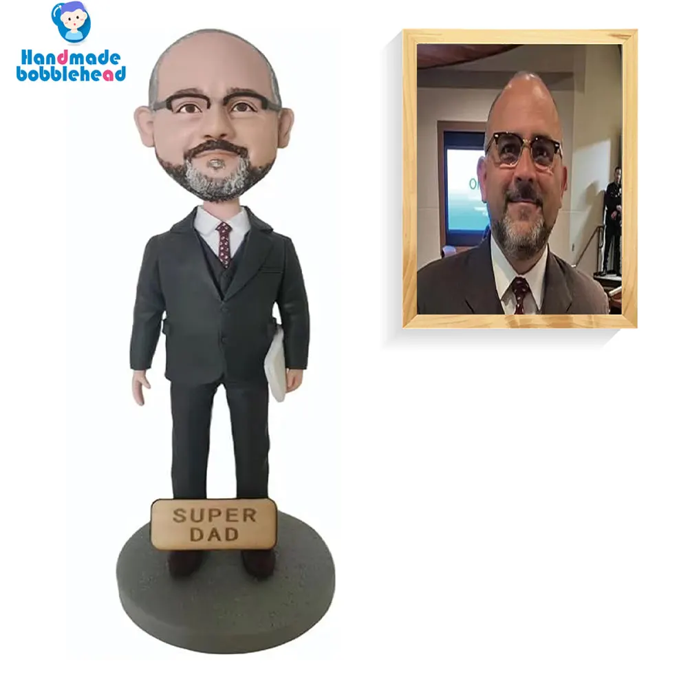 

Super Dad Personalized Bobblehead Figurine, Unique Handmade Figurine,Based on Your Photo,Custom Gifts for Father's Day