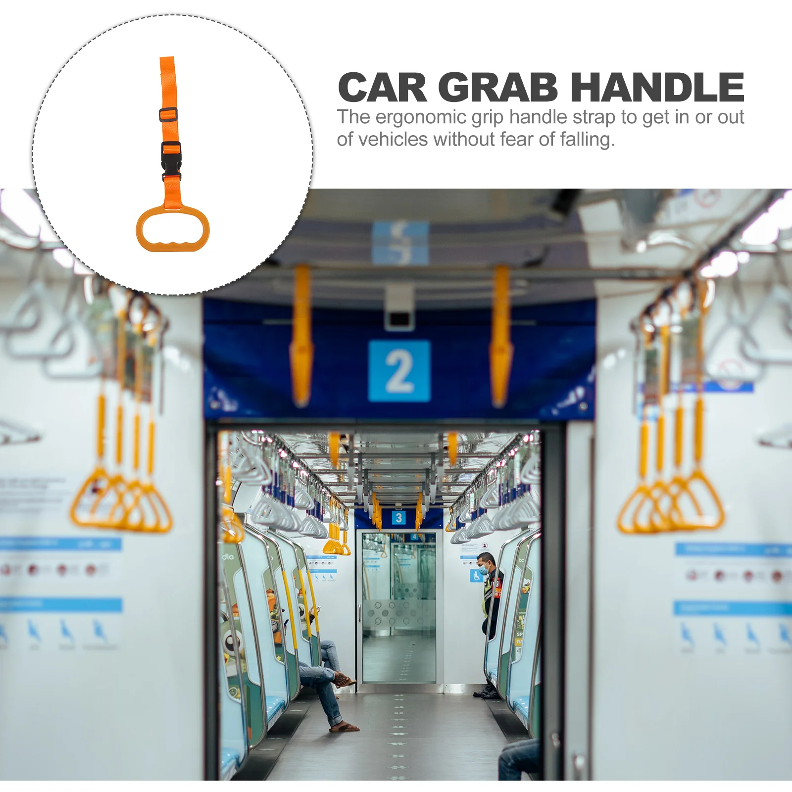 

Car Grab Handle Adjustable Safety Strap Ergonomic Grip for Seniors Elderly Mobility Assist Vehicle Bed Rail Car Door Handle