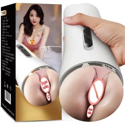 Silicone Vagina Anal Masturbator Male Automatic Vibrator Sucking Moaning Masturbation Cup Pocket Pussy Adult Sex Toys for Men