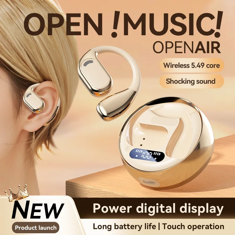 

Ear Hanging Style Bluetooth Earphone Power Display Long Battery Life Noise Reduction Headset Fashion Style Lightweight Headphone