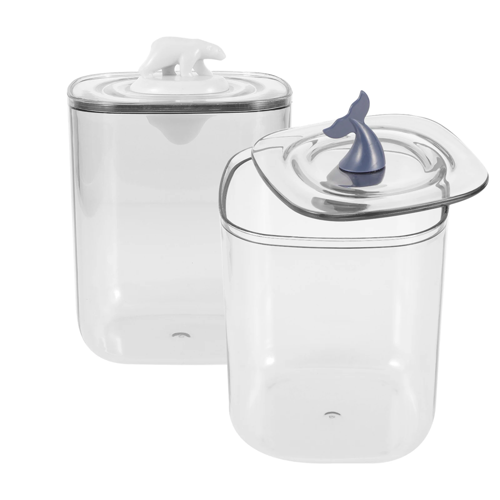 

2 Pcs Animal Design Cotton Swabs Storage Box Safe Travel ganizer Transparent Plastic Toothpick Case Bathroom Bedroom