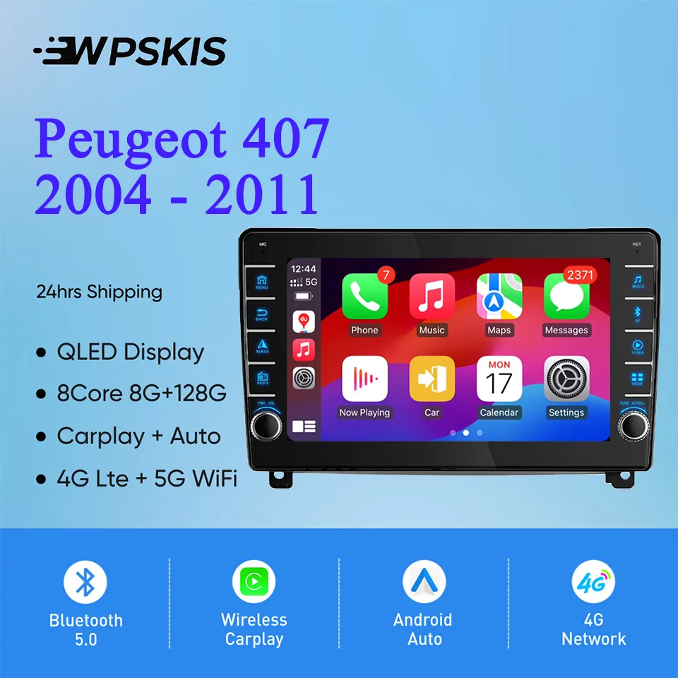 Radio con GPS para coche, reproductor con Android 14, 8GB de Ram, 128GB, vídeo, Audio A/V, música, DVD, Navi, para Peugeot 407, 2004-2011, Carplay, DSP, RDS