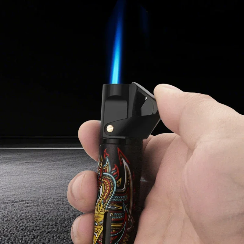 HONEST Compact Windproof Butane Jet Flame Lighter for Moxibustion/Cigar, Portable & Refillable Gas Torch Lighter