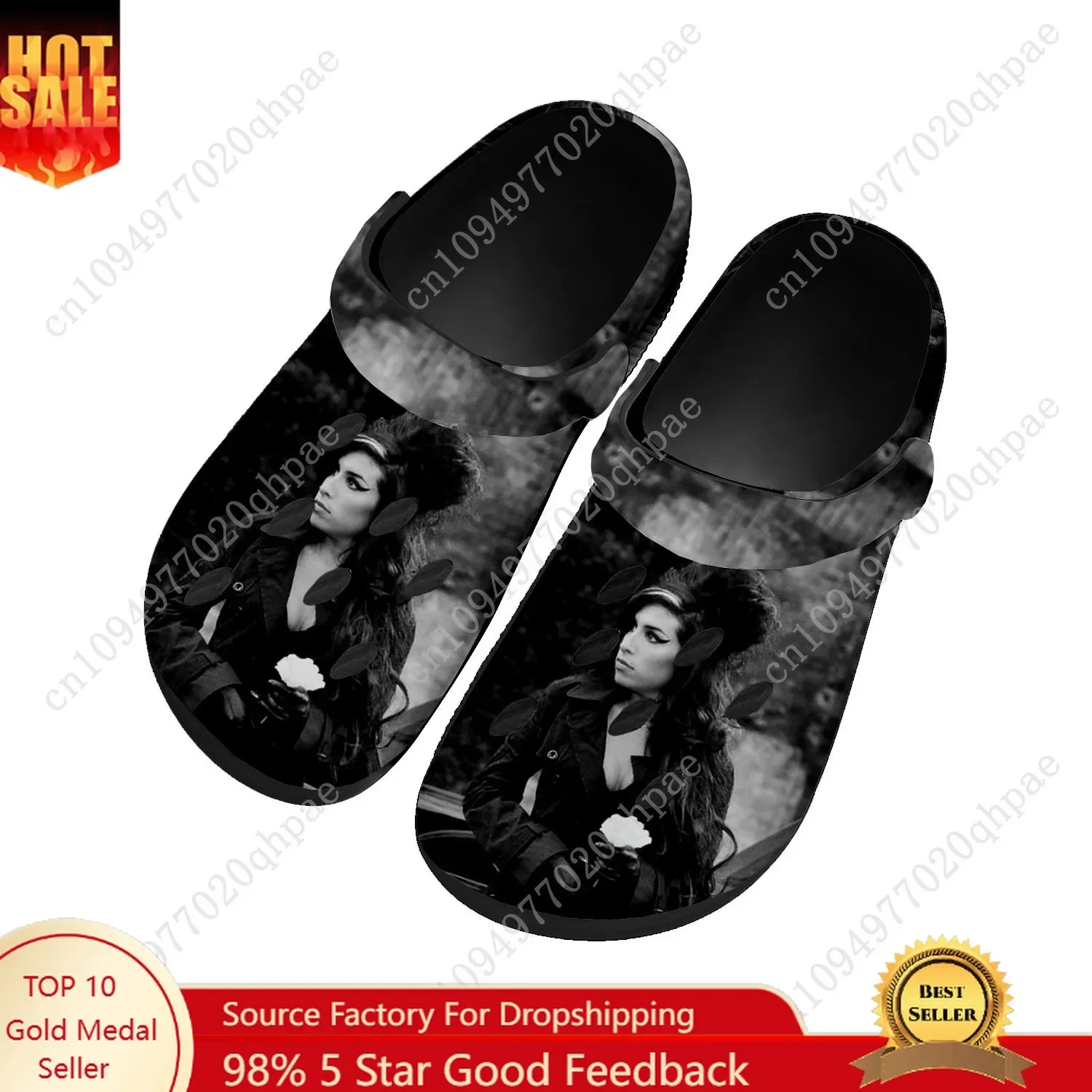 

Сандалии-сабо A-Amy Winehouses для дома и сада, унисекс, для мужчин, женщин, подростков, мальчиков и девочек, дышащие, с отверстиями, черные