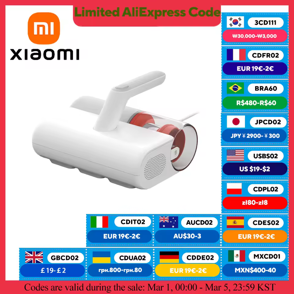 XIAOMI MIJIA 먼지 진드기 진공 청소기, 경량, 눈에 보이는 먼지 칸, 12Kpa 사이클론 흡입력 침대 휴대용 진공 청소기