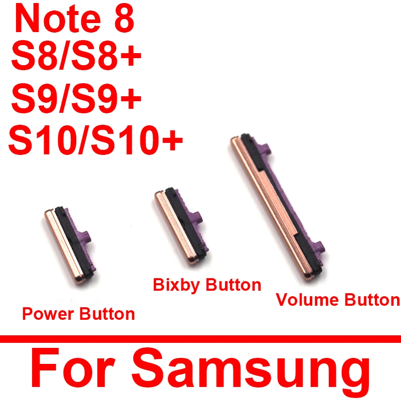 Botón lateral de encendido/apagado + botón de volumen + Tecla Bixby para Samsung Galaxy S8 S9 S10 Plus S10 + botón Note 8, piezas de repuesto