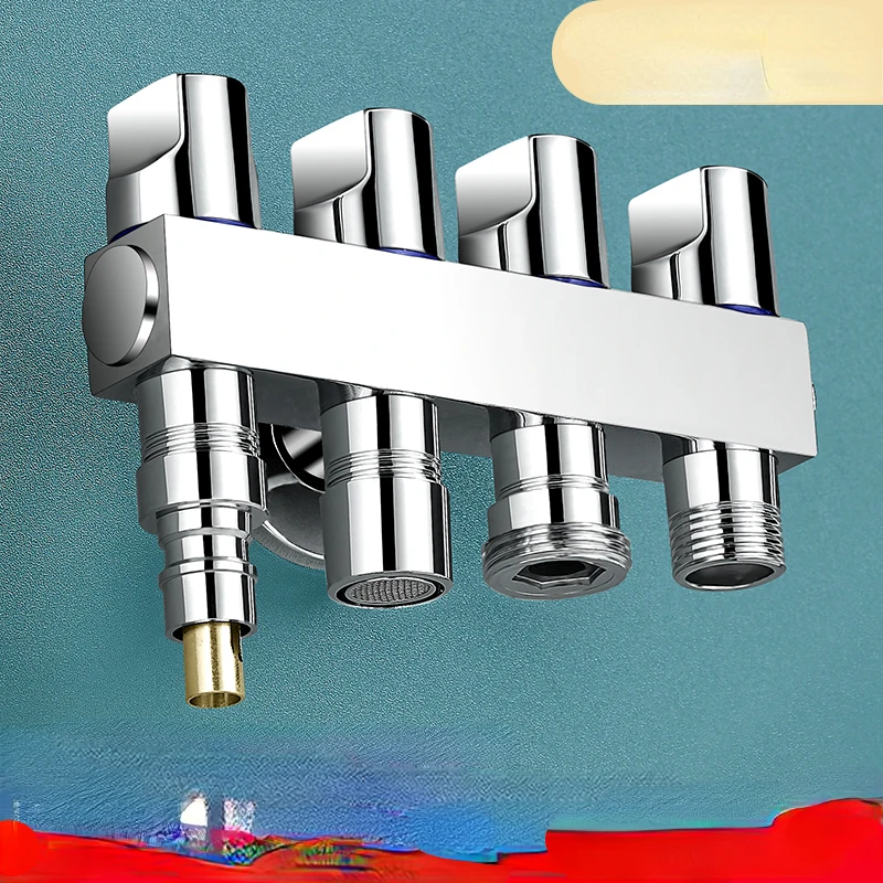 

Copper Angle Valve One Input and Four Output Triangle Valve Four-Way Washing Machine Toilet Water Distributor Faucet Valve