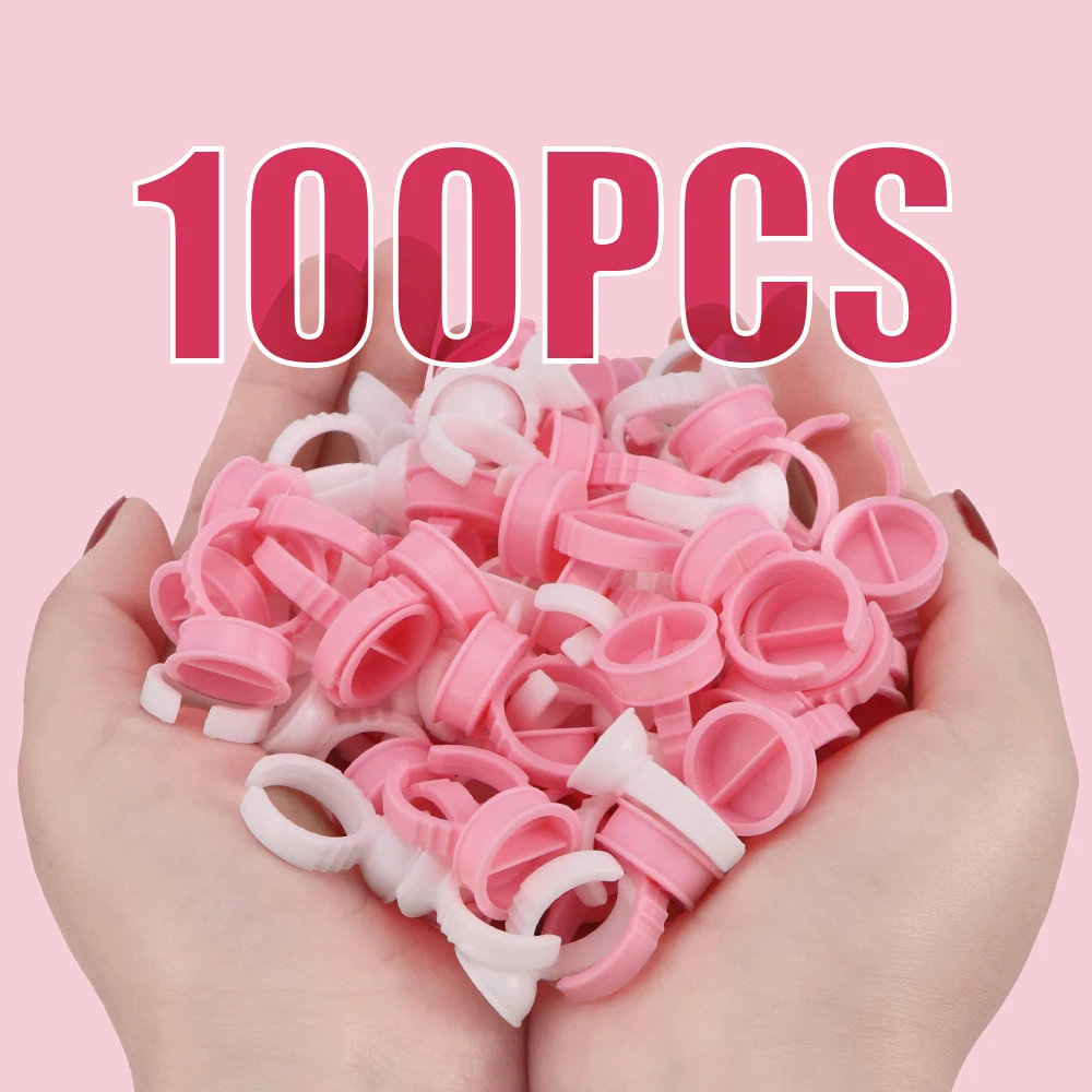 100pcs disposable lash extension glue holder ring eyelash Adhesive glue Tattoo Pigment Container Ink Pallet holder ring