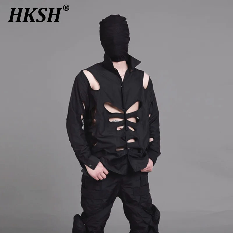 HKSH Spring Summer New Waste Land Niche Design Punk Dark Hollow Out Shirts Men's Tide Fashion Gothic Shirt Trendy Fashion HK1345