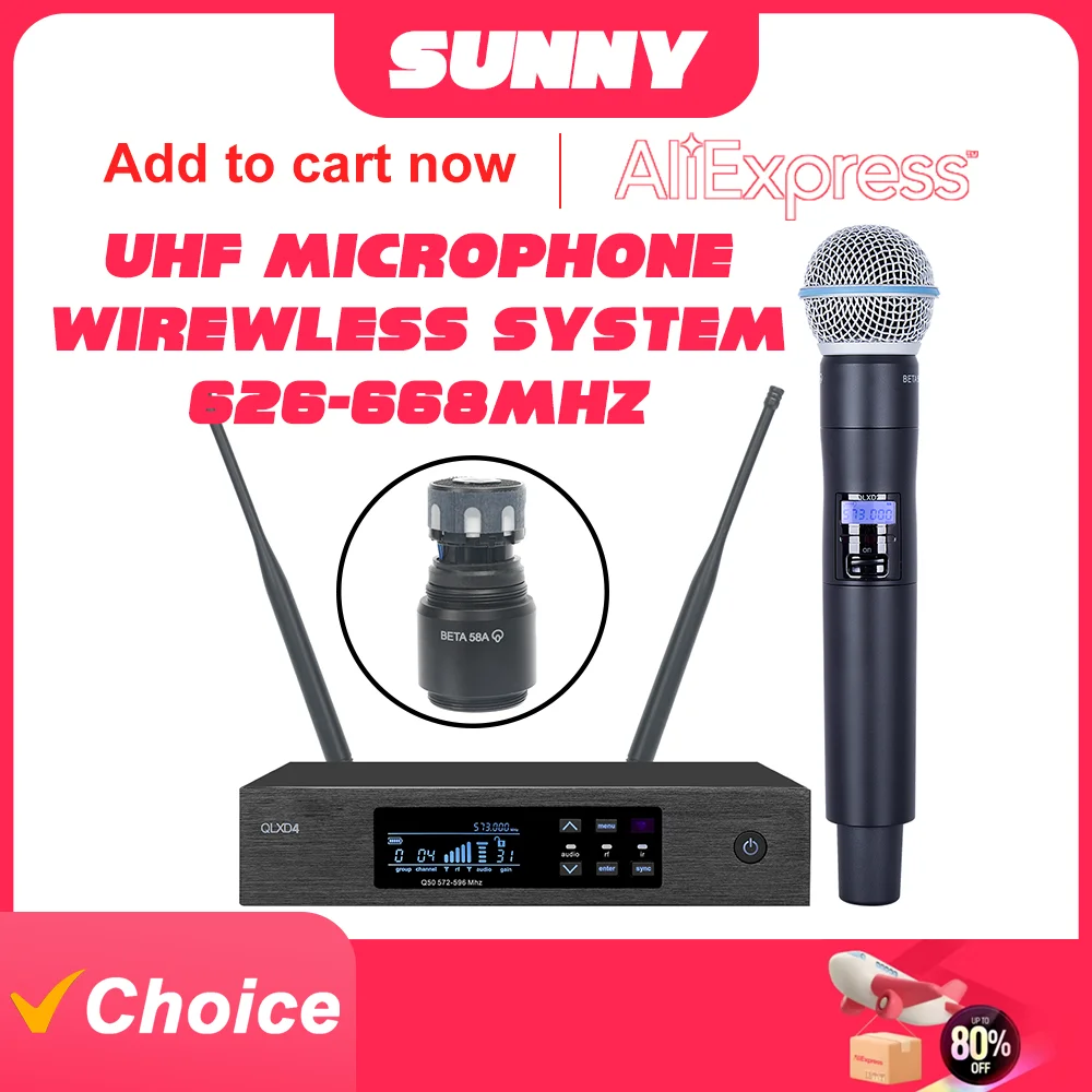 

QLXD4 BETA58A 600MHz UHF Professional Wireless Microphone Handheld KaraUHF Stage Performance Karaoke Singing Microphone