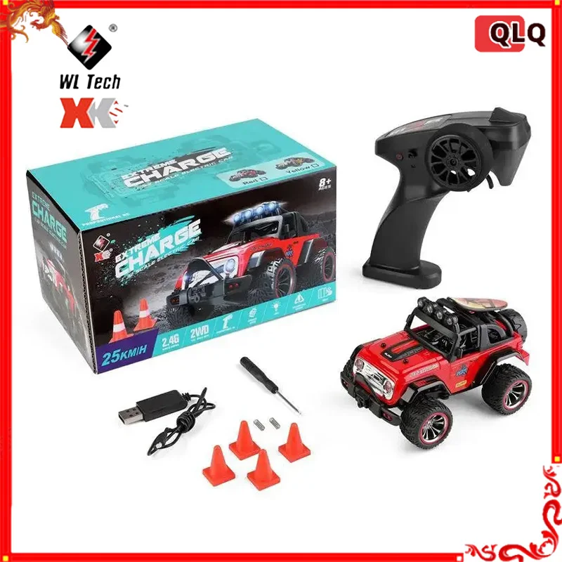 Wltoy Rc Car Mini 322221 1/32 Electric Two Wheel Drive Off Road Vehicle Full Scale 2.4g Remote Control With Light Racing Model