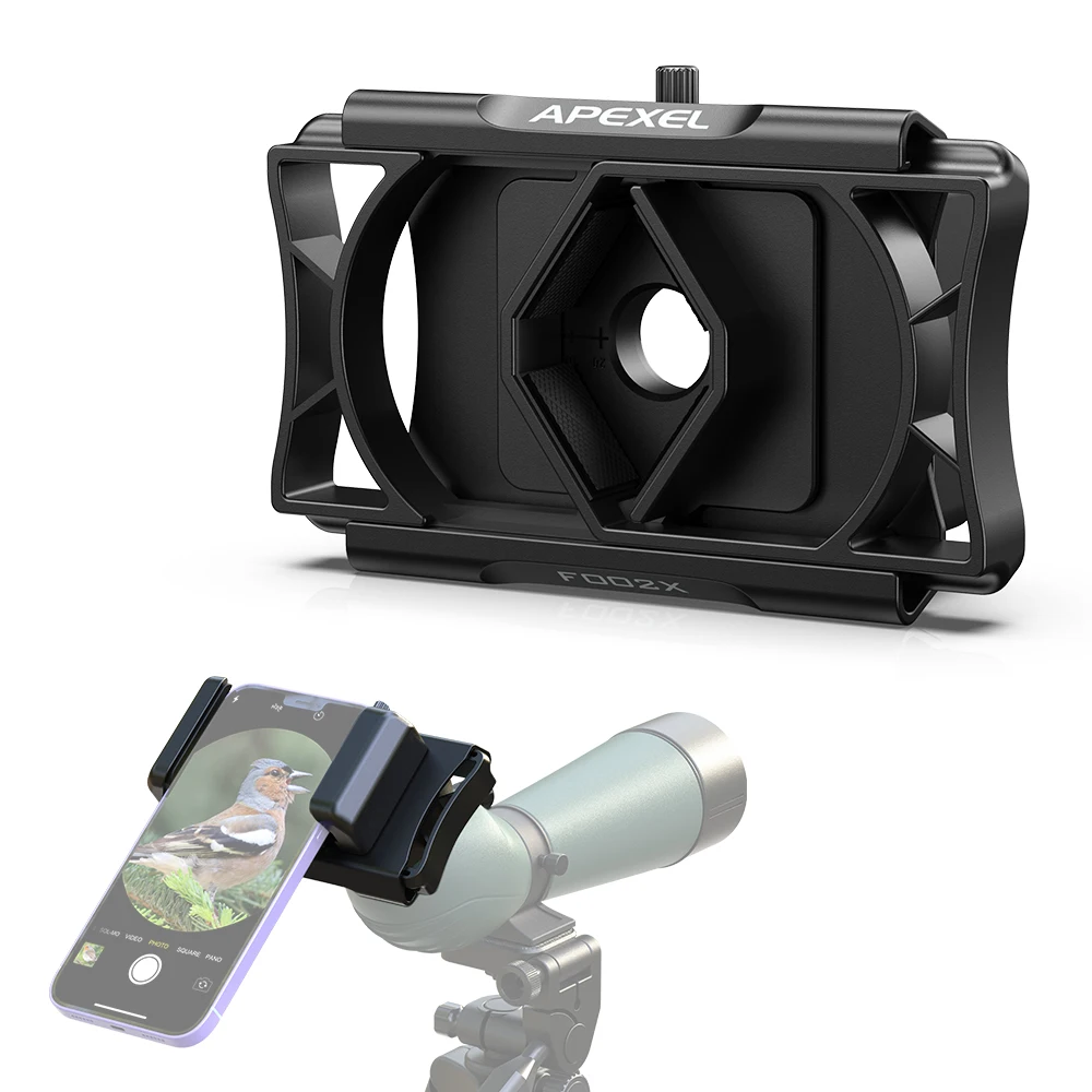 APEXEL New Updated Telescope Phone Adapter 360° Rotation Shooting Binoculars Connector Clip Bracket Clamp for Mobile Phone hold