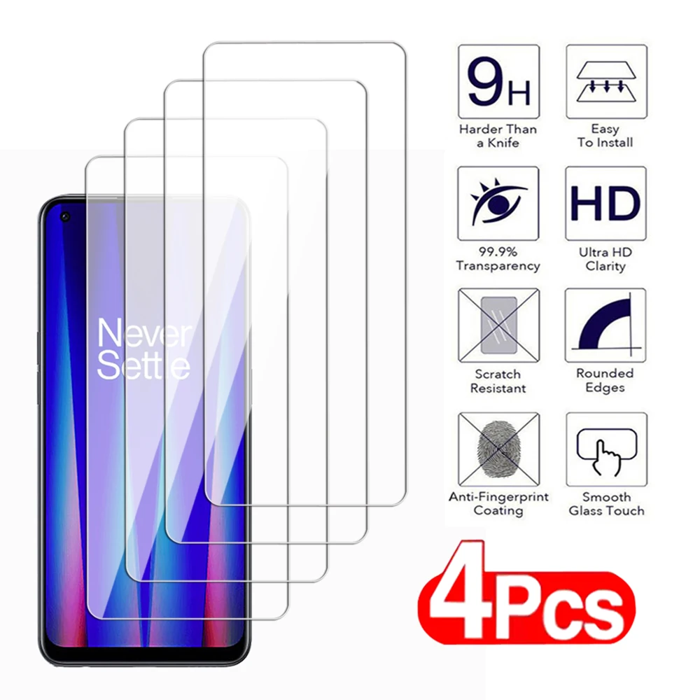 4pcs Full cover Tempered Glass For OnePlus Nord CE 3 2 Lite 5G Screen Protecctor For OnePlus Nord 2T 3 Transparent glass Film 9H