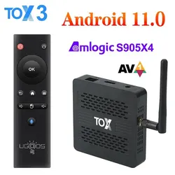 TOX3 Smart TV Box Android 11 4GB 32GB with Amlogic S905X4 2T2R Wifi 1000M Internet BT4.1 Support AV1 4K 60fps DLNA Media Player