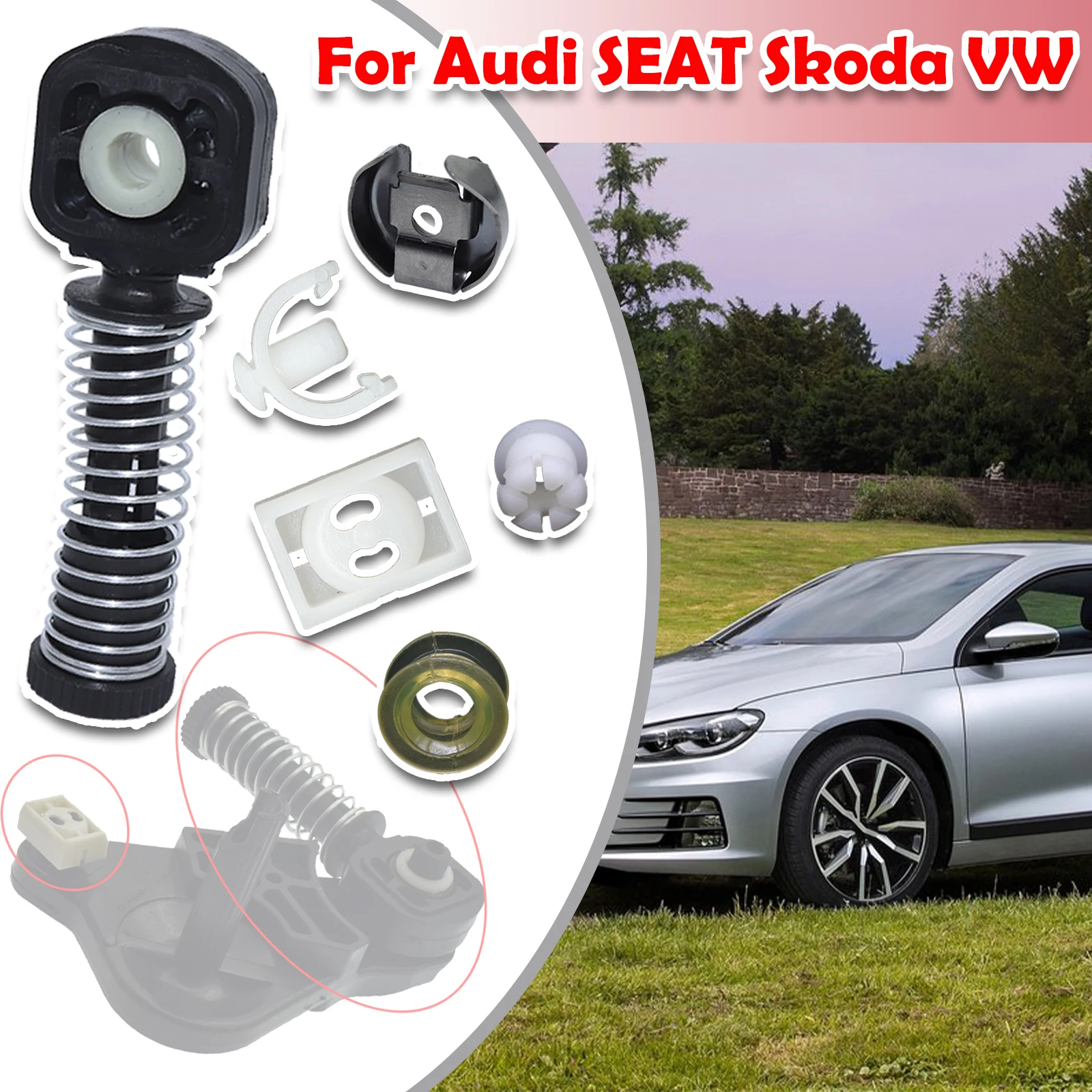 

For VW Gear Shift Linkage End Bowden Cable Catch Selector Shaft Collect Manual Gearbox Fix Shifter Lever Adjuster Repair Kit