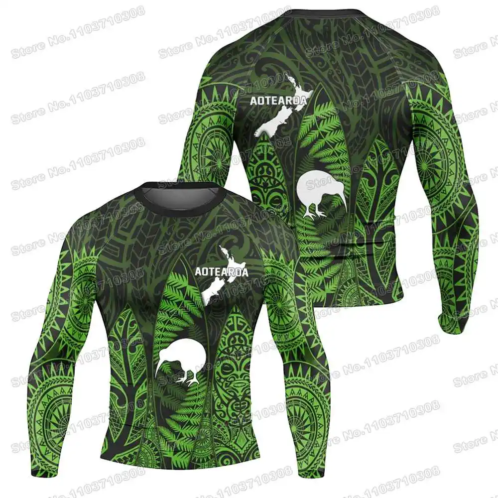 Aotearoa Kiwi Bird Rash Guards Surfing Beach Trousers Swimwear Diving Gym Long sleeves MMA BJJ Men Jiu Jitsu Fitness Sets