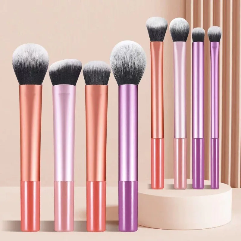 Set di pennelli per trucco professionale da 8 pezzi, facili da pulire, morbidi, capelli sintetici premium, senza crudeltà, fondotinta, fard, ombretto, cosmetici