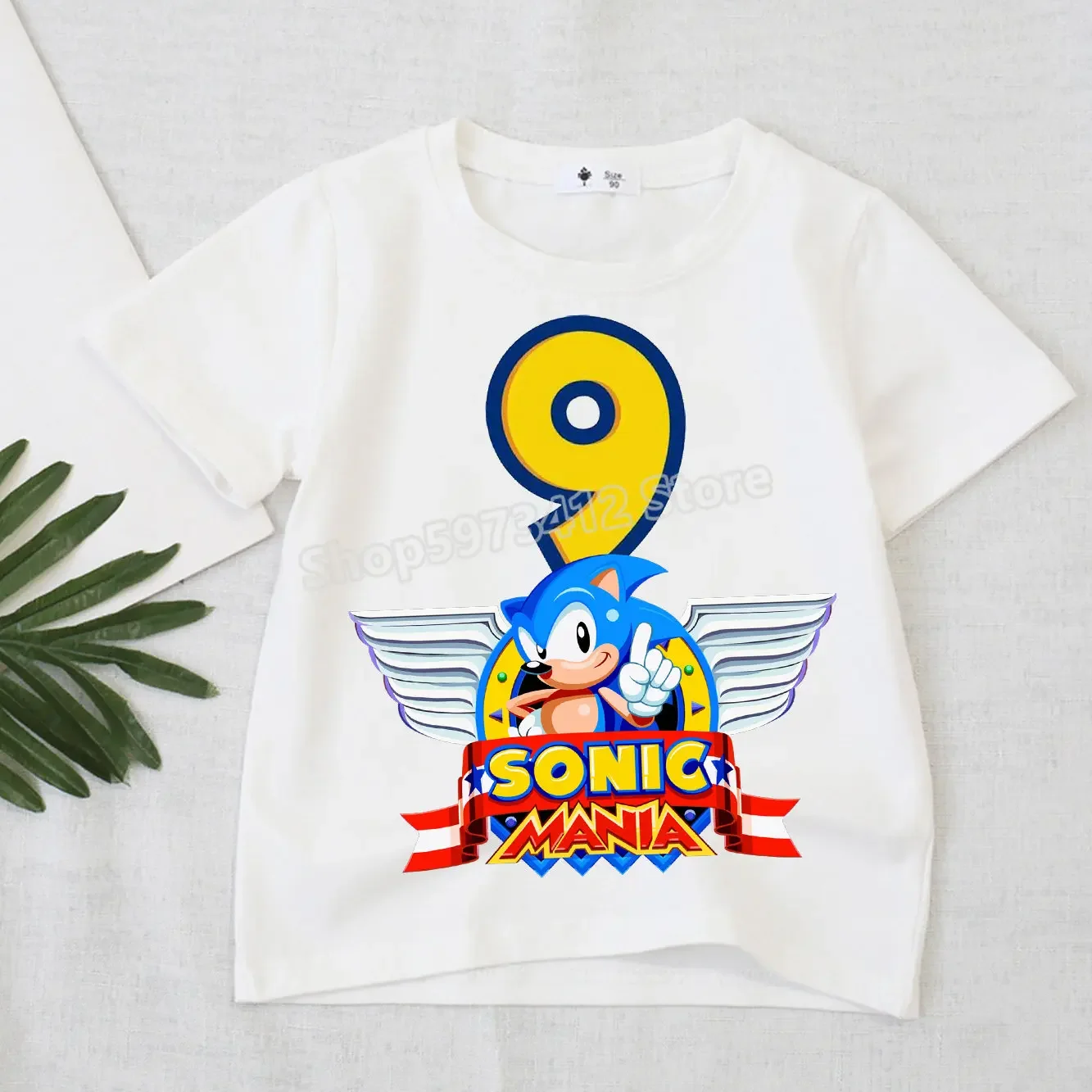 Sonics T-Shirt Kinderkleidung The Hedgehog Kinder Top Rundhals T-Shirt Cartoon Figur Digital 1-10 Modebekleidung Accessoires