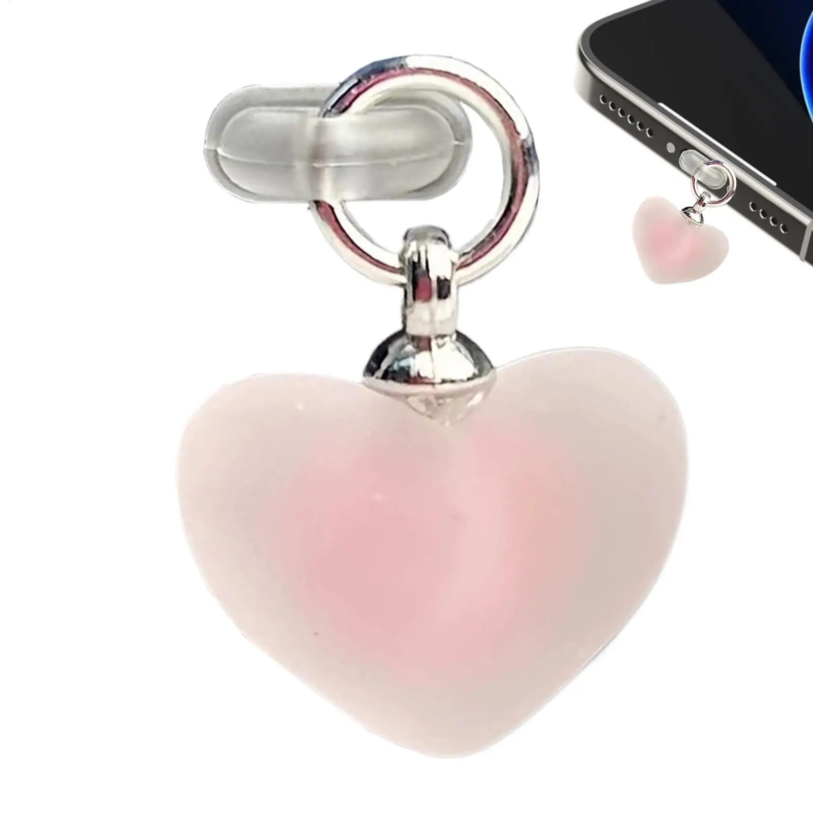 

Gradient Heart Shaped Phone Dust Plug Pendant, Heart-Shaped Pendant Suitable for IPhone/Type-C Universal Phone Accessories